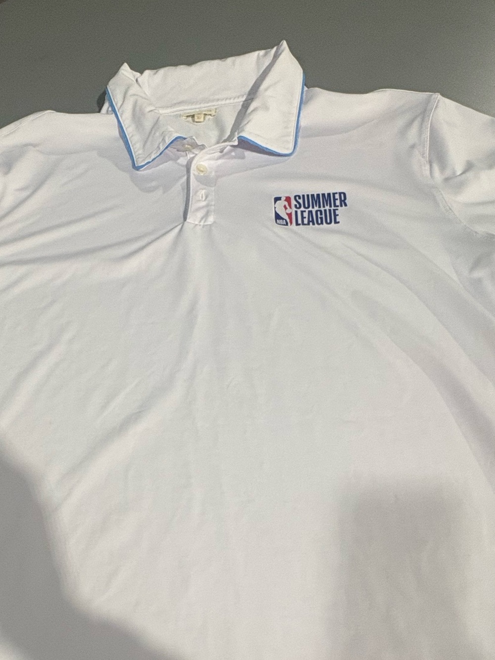 NBA SUMMER LEAGUE White Polo with Blue Trim - Sunday Collective